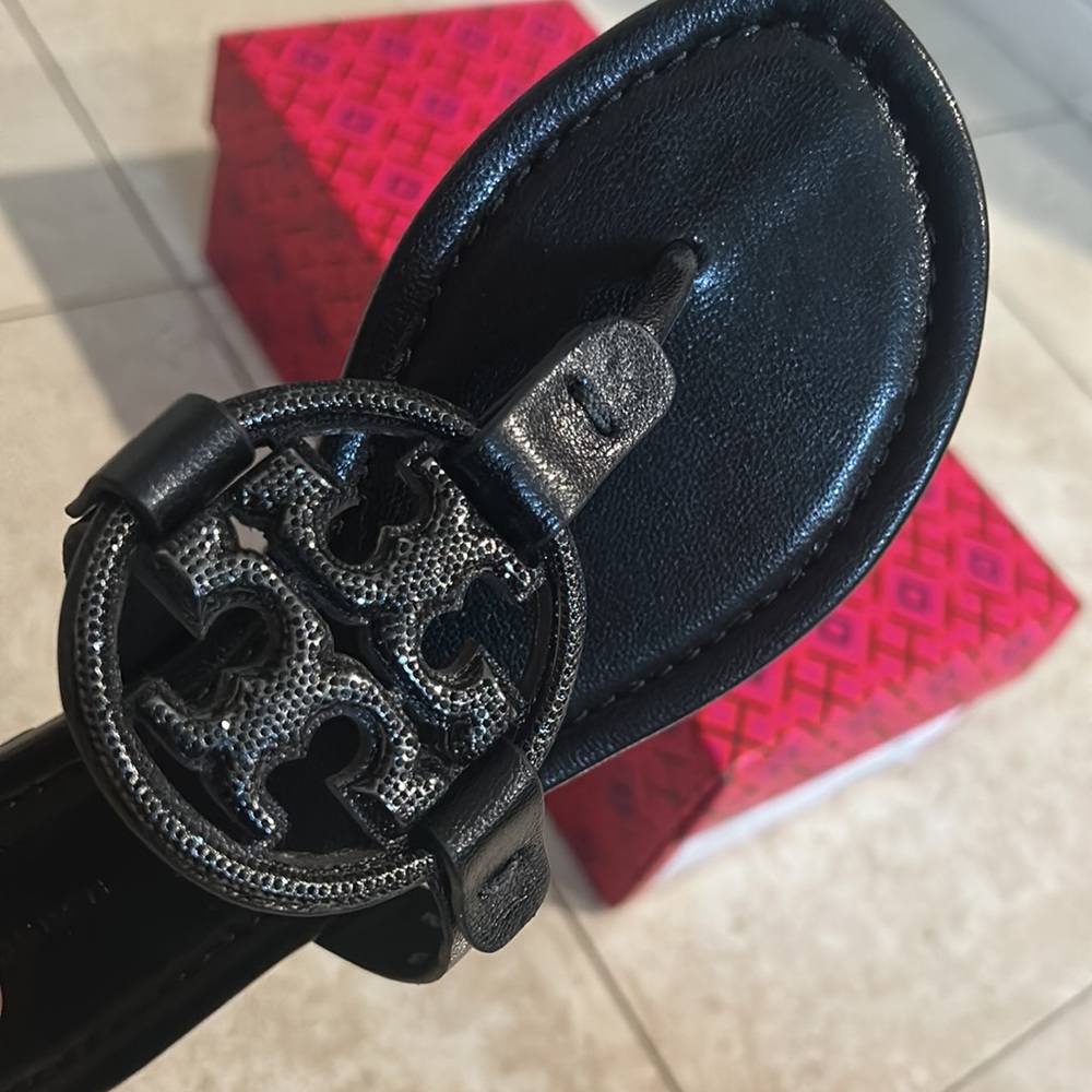 New Tory Burch Miller Pave Leather Sandal - Picture 6 of 13